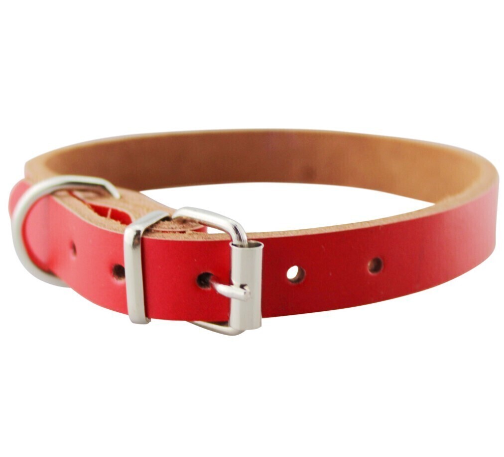 Ошейник для собак Рекс кожаный, красный, 35 см