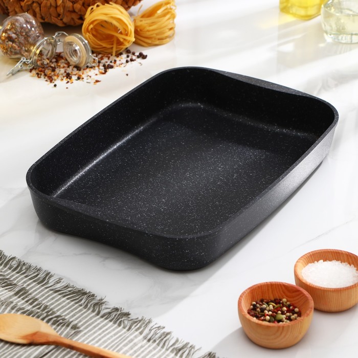 

KUKMARA Противень, 36,5x26x5,5 см, антипригарное покрытие, цвет тёмный мрамор, Черный
