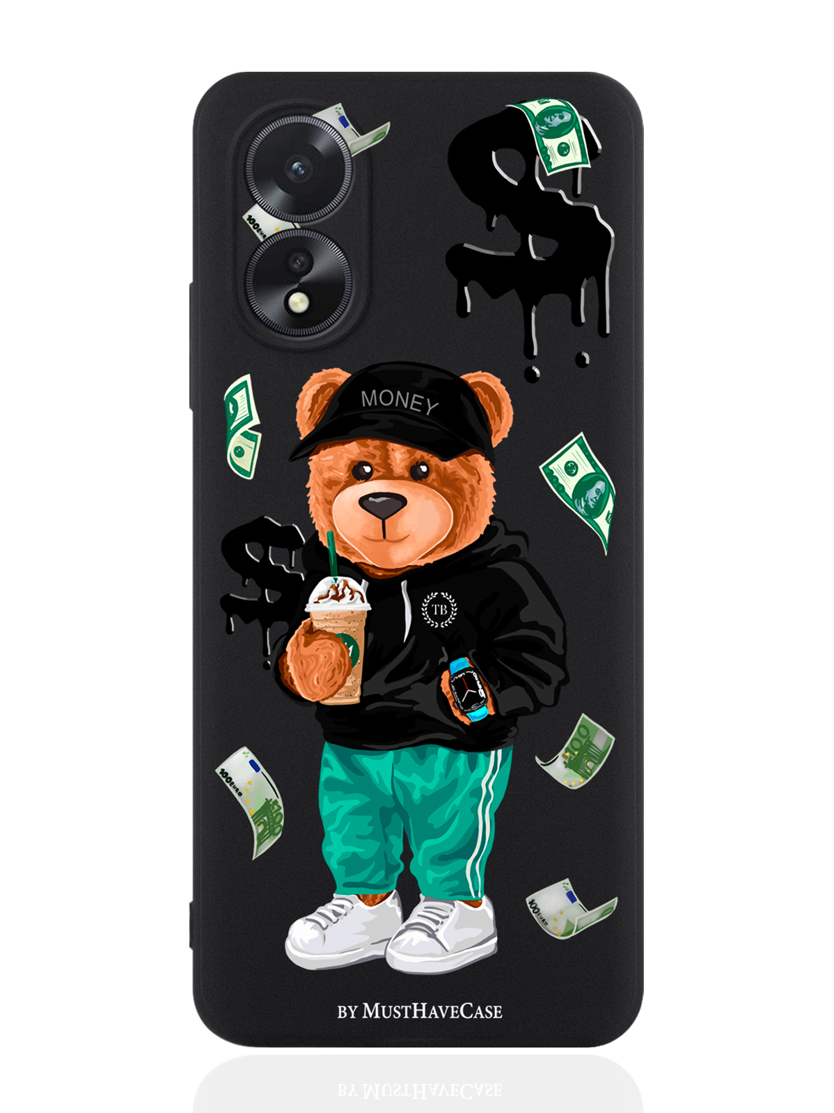 

Чехол для смартфона Oppo A38 4G Tony Bear/ Мишка Тони, Черный;зеленый;коричневый, Oppo A38 4G