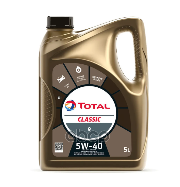 

Моторное масло Total синтетическое CLASSIC 9 5W40 ACEA A3 B4 API SN CF 5л