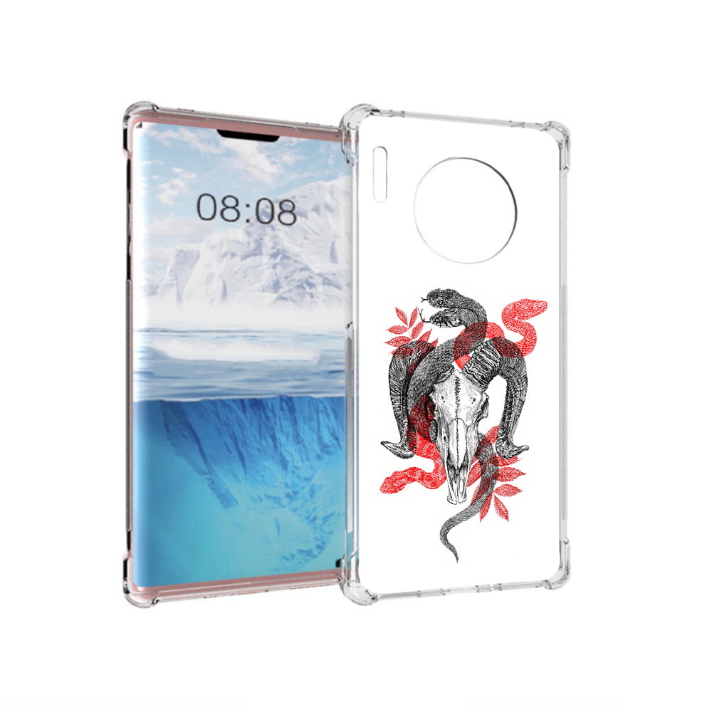 

Чехол MyPads Tocco для Huawei Mate 30 Pro змея в черепе рисунок, Прозрачный, Tocco
