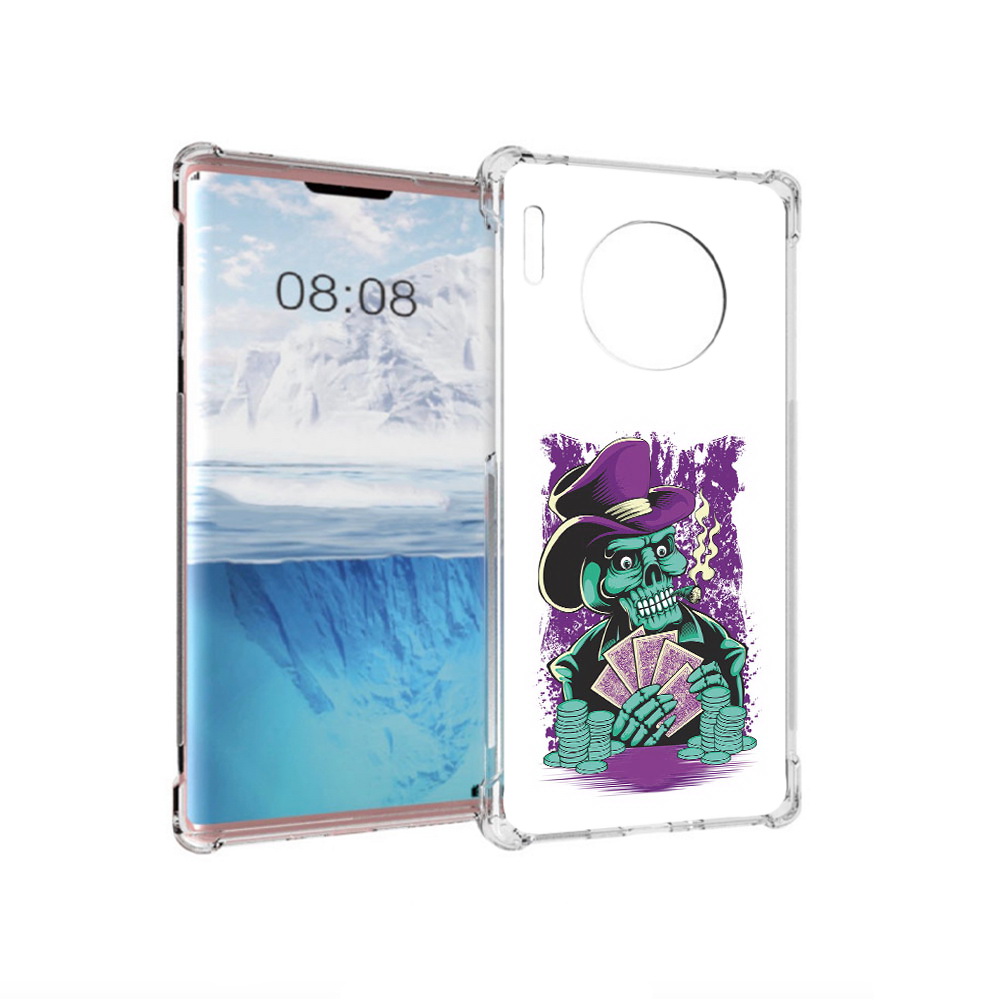 

Чехол MyPads Tocco для Huawei Mate 30 Pro зеленый череп с картами, Прозрачный, Tocco