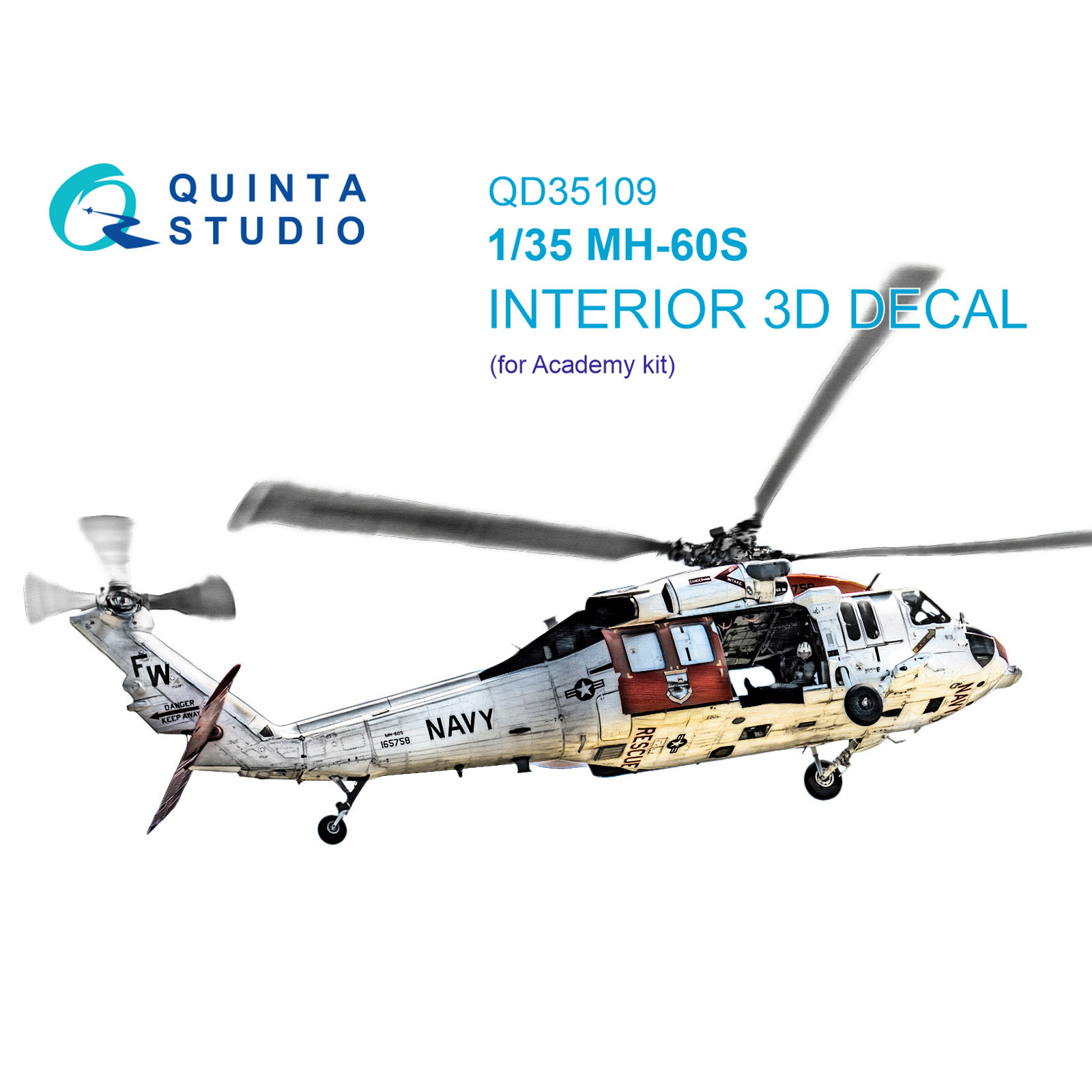 3D Декаль Quinta Studio 1/35 интерьера кабины MH-60S Academy QD35109