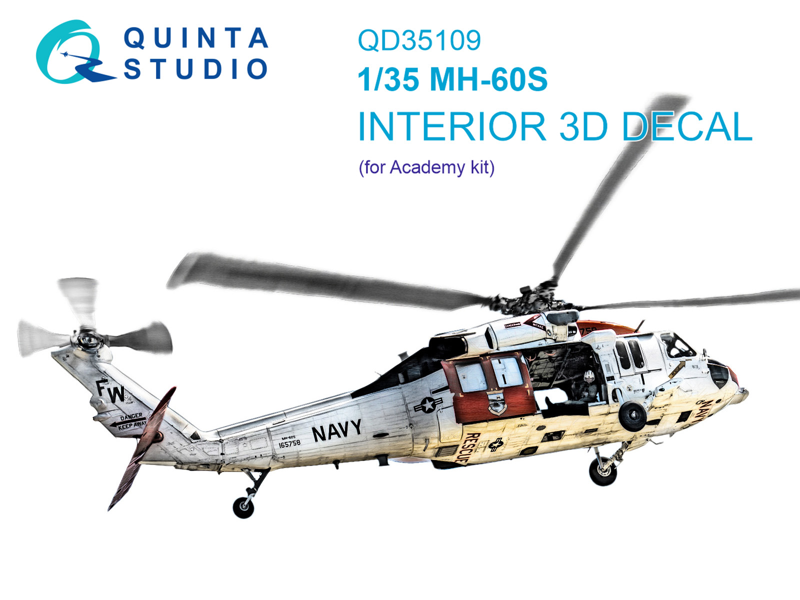 3D Декаль Quinta Studio 1/35 интерьера кабины MH-60S Academy QD35109