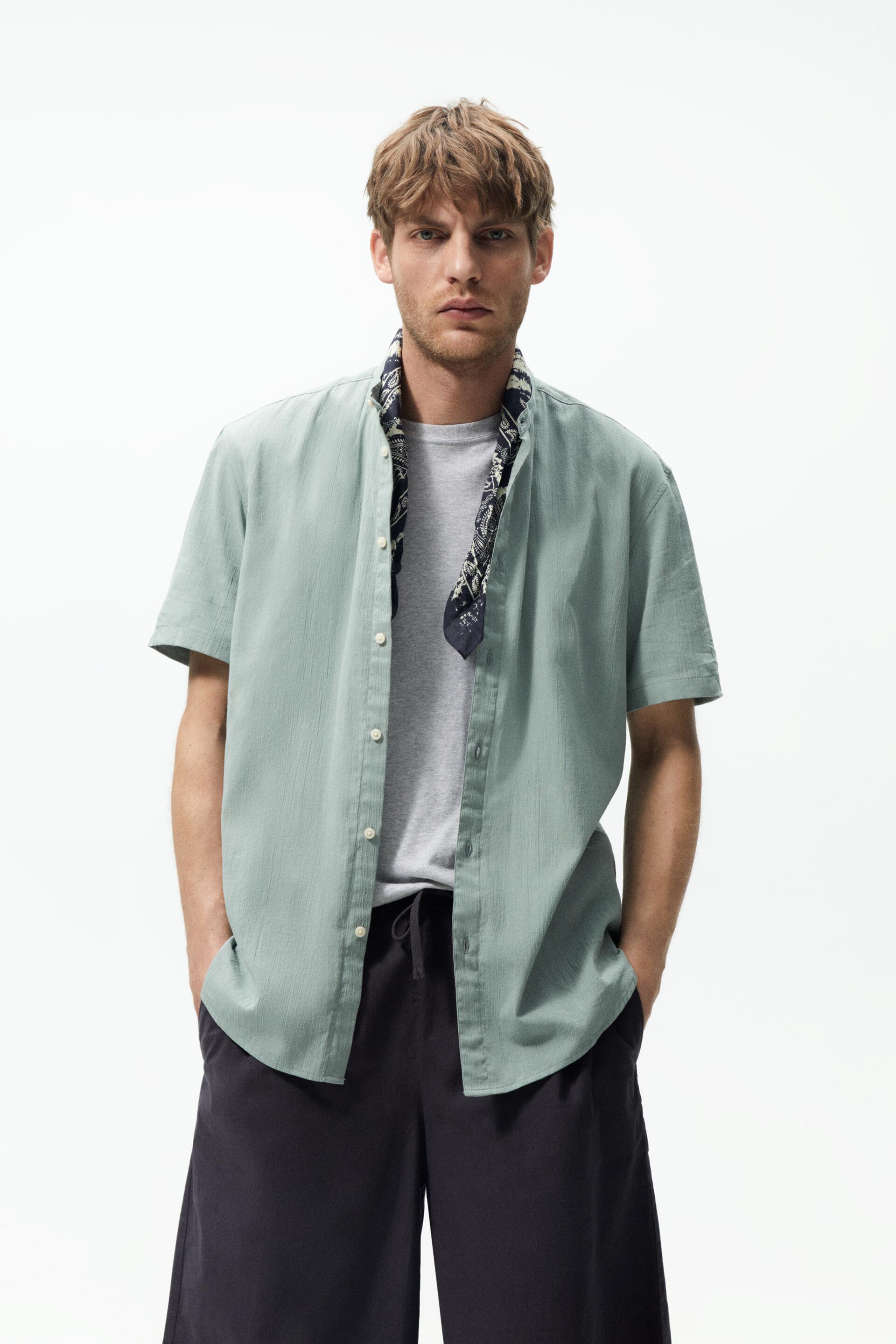 

Рубашка мужская ZARA 06103470 зеленая M (доставка из-за рубежа), 06103470