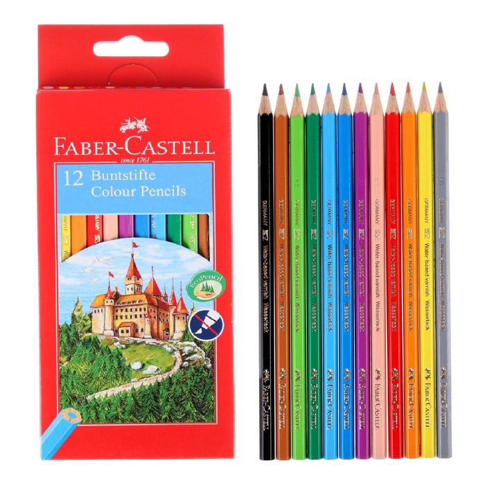 

Карандаши цветные Faber-Castell ECO 12 цветов Замок 1201 7/2.8 мм, шестигранный корпус, Разноцветные, Замок