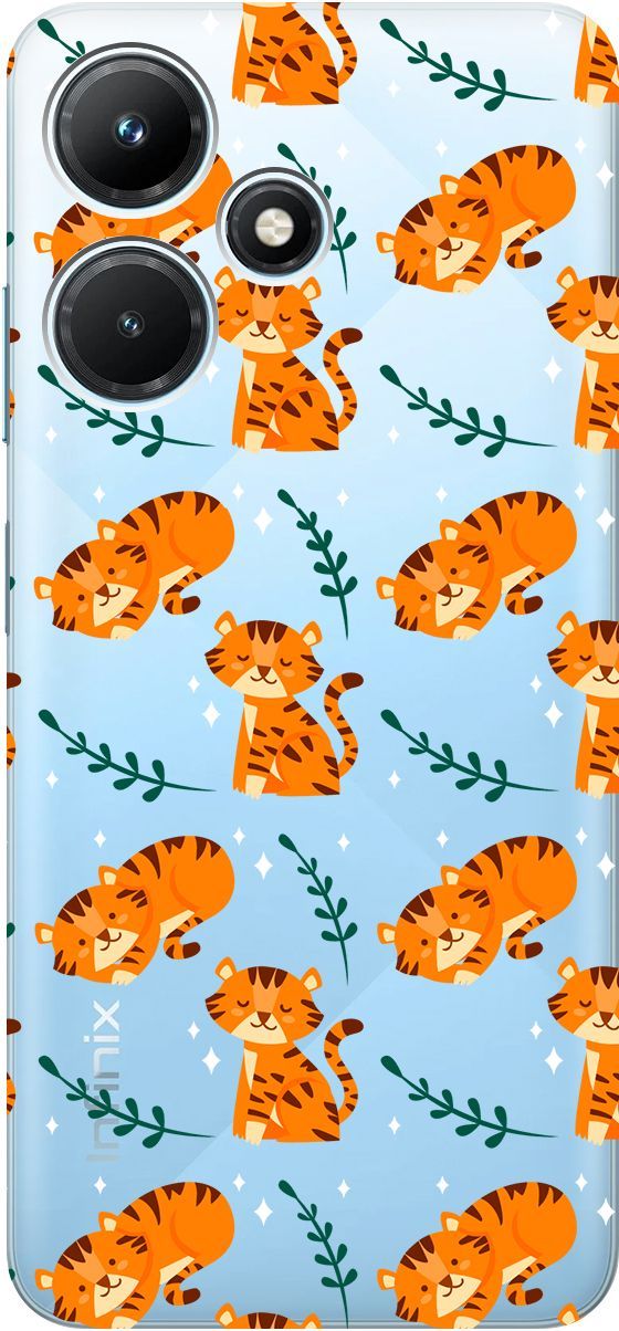 

Силиконовый чехол на Infinix Hot 30i "Tigers" прозрачный, Прозрачный;бежевый, 159411
