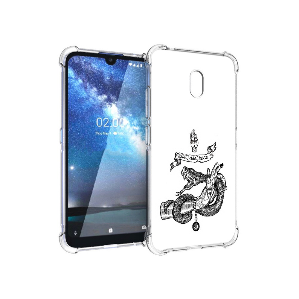 

Чехол MyPads Tocco для Nokia 2.2 змея на руке рисунок (PT134721.103.366), Прозрачный, Tocco