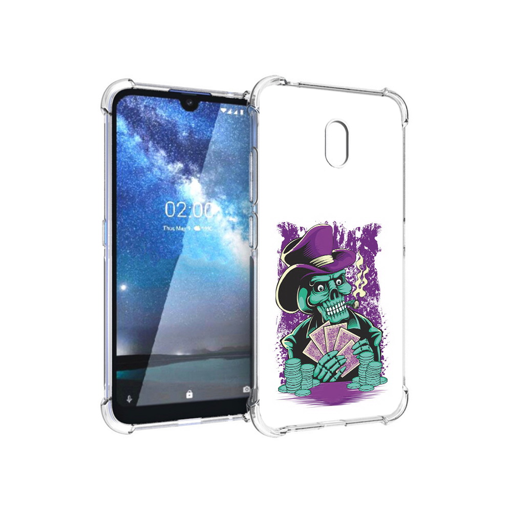 

Чехол MyPads Tocco для Nokia 2.2 зеленый череп с картами (PT134721.103.361), Прозрачный, Tocco
