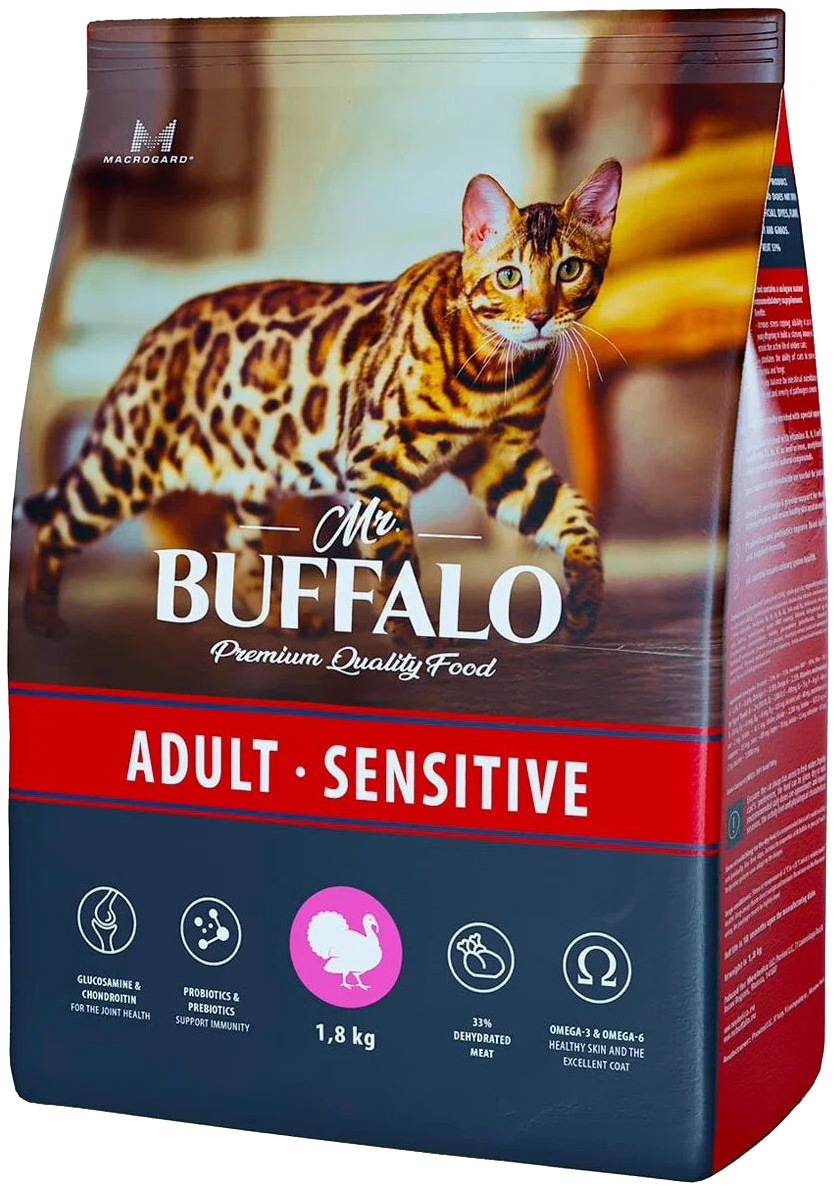 

Сухой корм для кошек Mr.Buffalo с индейкой, 1,8кг