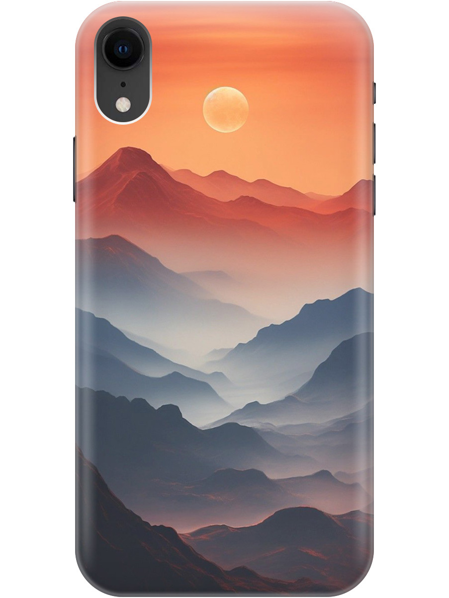 

Силиконовый чехол на Apple iPhone XR с принтом "Луна над горами", Прозрачный;оранжевый;черный, 719086310