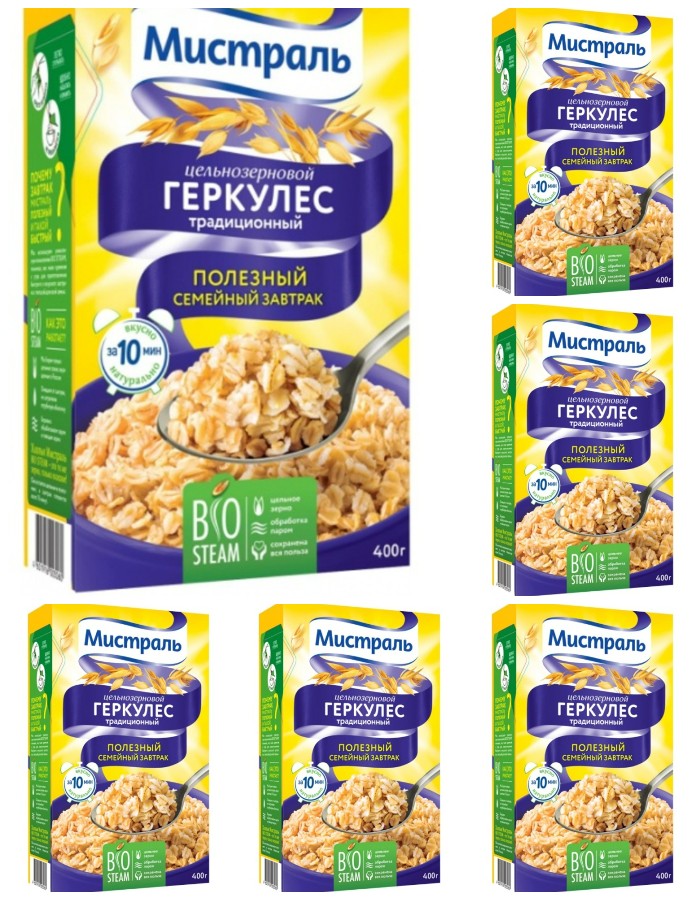 

Хлопья Мистраль Геркулес, 400 г х 6 шт, Геркулес, 400 г
