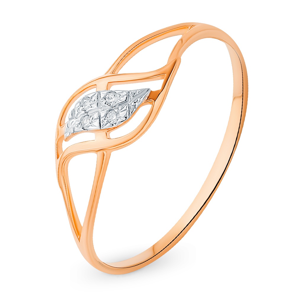 

Кольцо женское из красного золота с фианитом 585Gold 301001386, р, 301001386