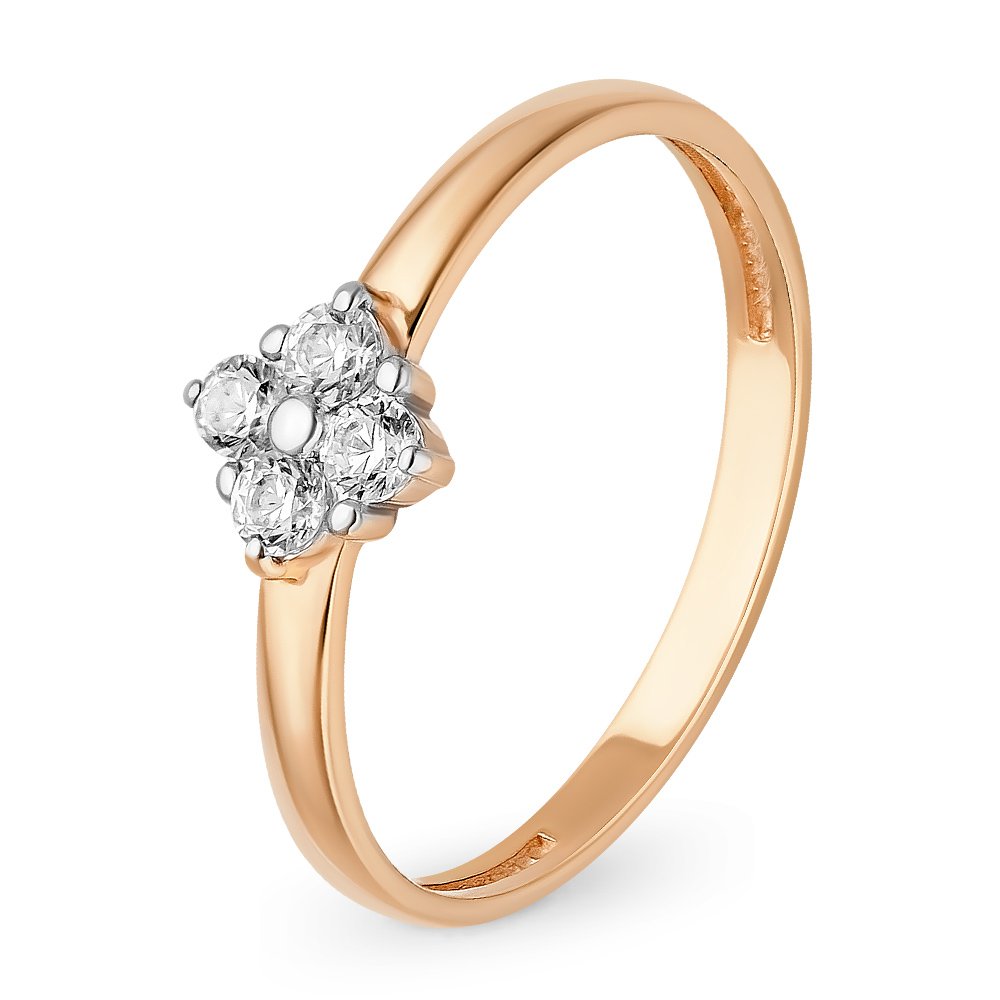 

Кольцо женское из красного золота с фианитом 585Gold 301011036, р, 301011036