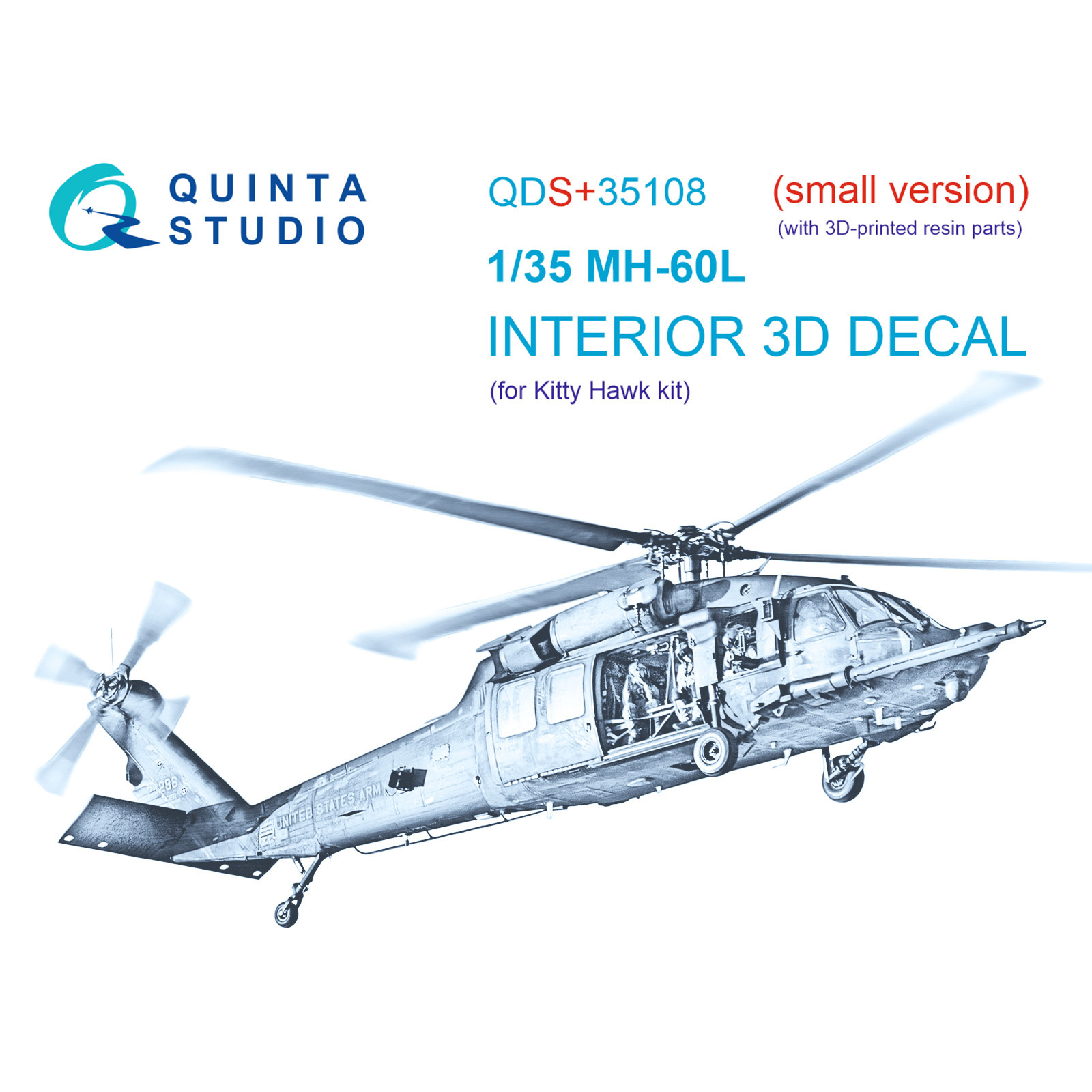 3D Декаль Quinta Studio 1/35 интерьера кабины MH-60L KittyHawk Малая версия QDS+35108