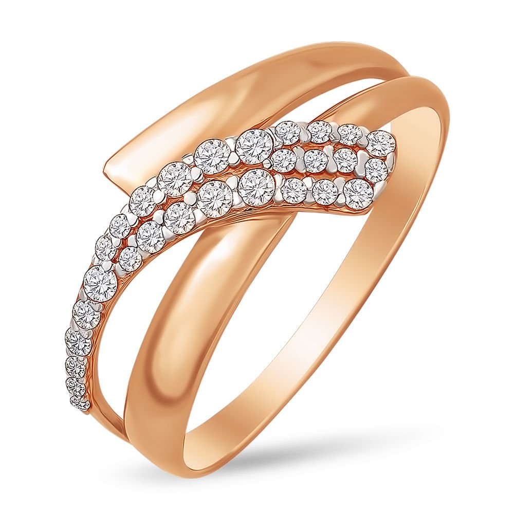 

Кольцо женское из красного золота с фианитом 585Gold 301011382, р, 301011382