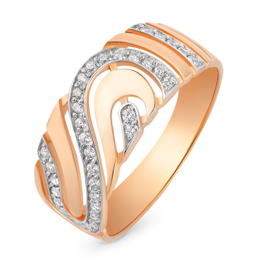 

Кольцо женское из красного золота с фианитом 585Gold 301003207, р, 301003207