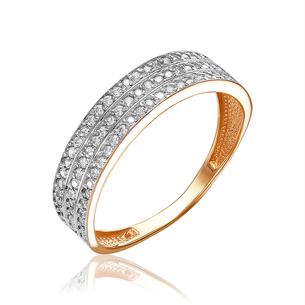 

Кольцо женское из красного золота с фианитом 585Gold 301011541, р, 301011541