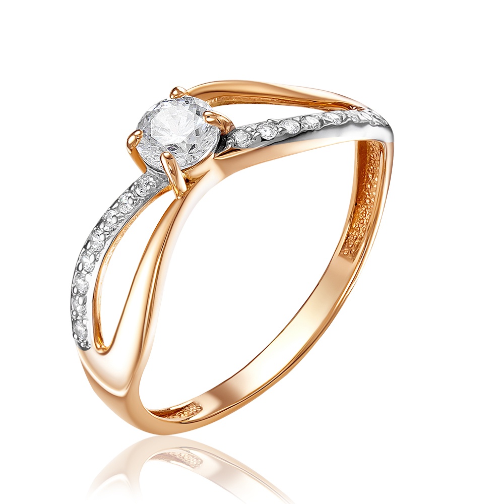 

Кольцо женское из красного золота с фианитом 585Gold 301011540, р, 301011540