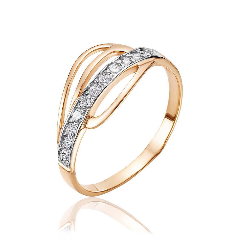 

Кольцо женское из красного золота с фианитом 585Gold 301011554, р, 301011554