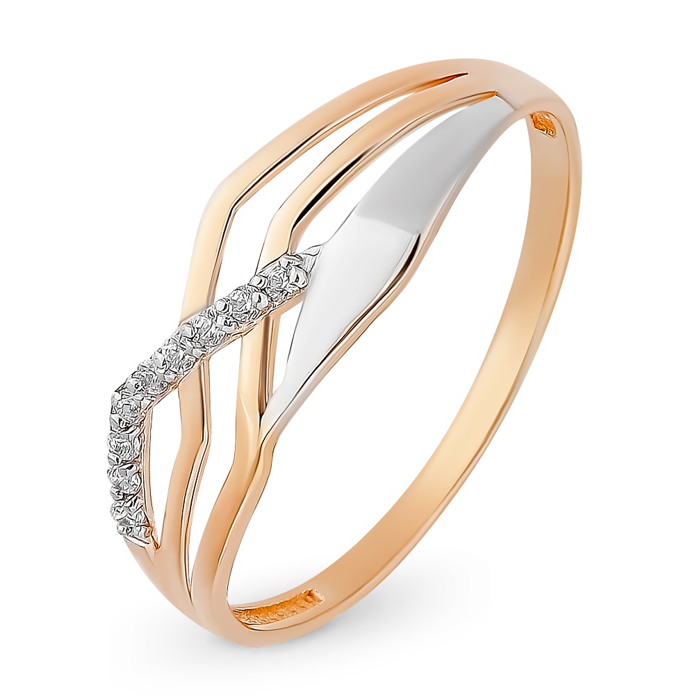 

Кольцо женское из красного золота с фианитом 585Gold 301011391, р, 301011391