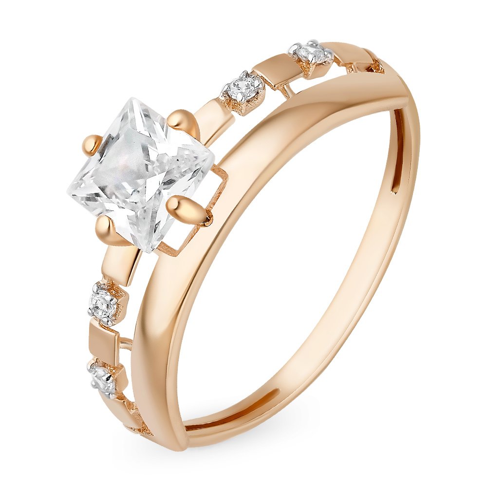

Кольцо женское из красного золота с фианитом 585Gold 301010992, р, 301010992