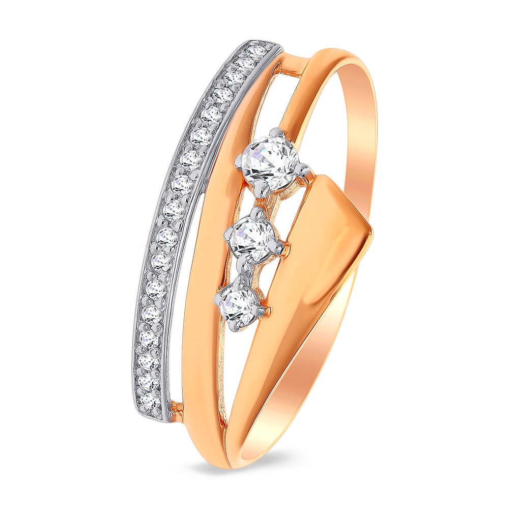 

Кольцо женское из красного золота с фианитом 585Gold 301010492, р, 301010492