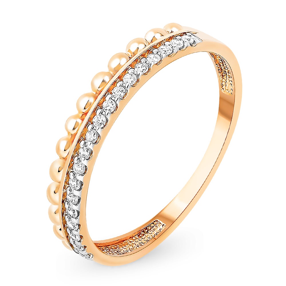 

Кольцо женское из красного золота с фианитом 585Gold 301011454, р, 301011454