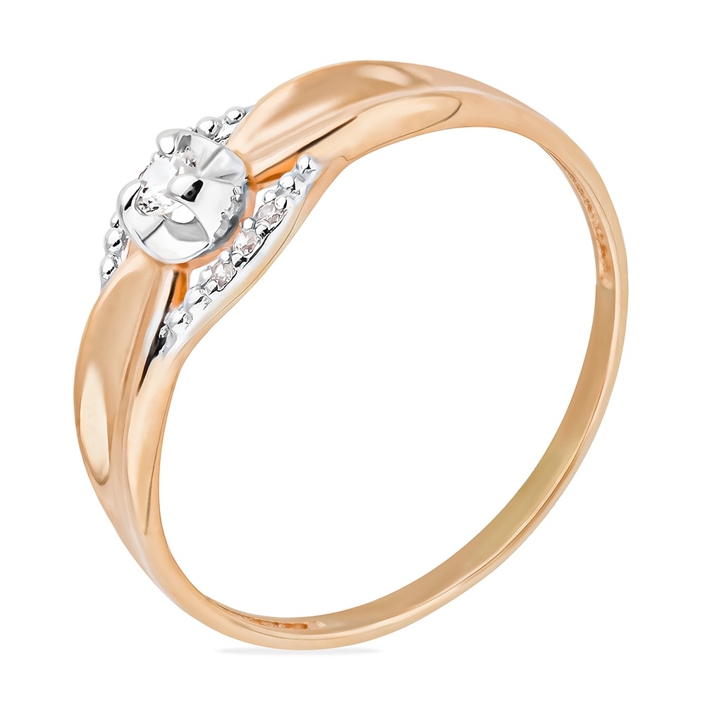 

Кольцо женское из красного золота с фианитом 585Gold 301011472, р, 301011472