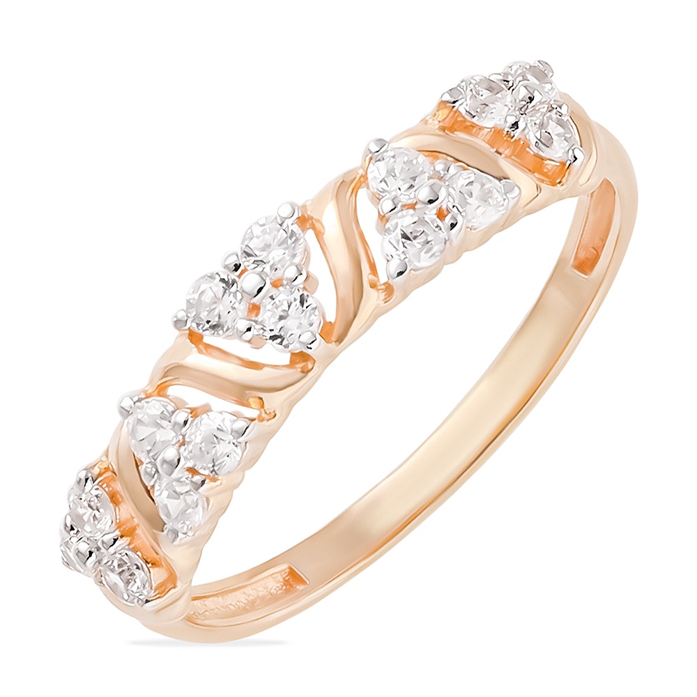 

Кольцо женское из красного золота с фианитом 585Gold 301011467, р, 301011467