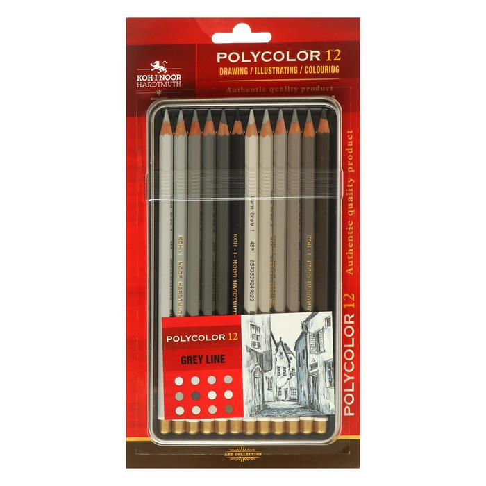 

Карандаши цветные Koh-i-Noor Polycolor 3822, GRAY LINE, 12 цветов, Серый