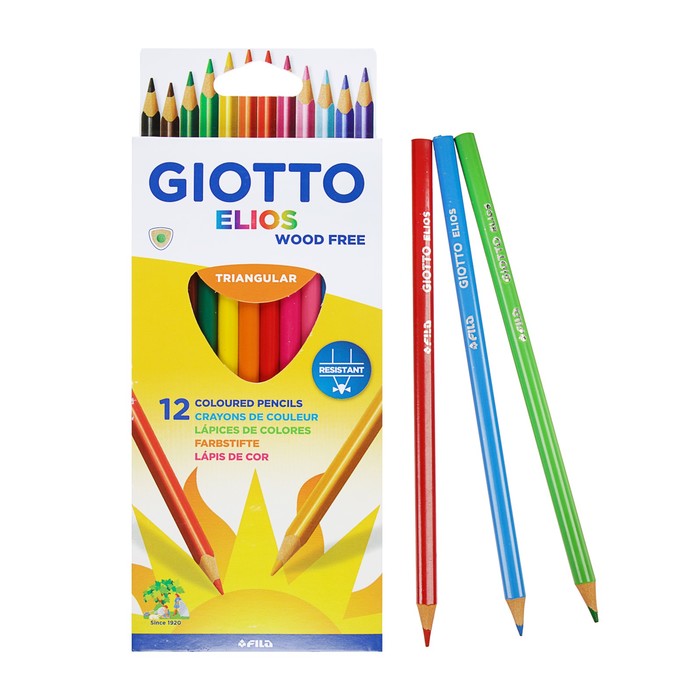 

Карандаши пластиковые 12 цветов GIOTTO Elios Tri, 7.5/3.3 мм, трёхгранные