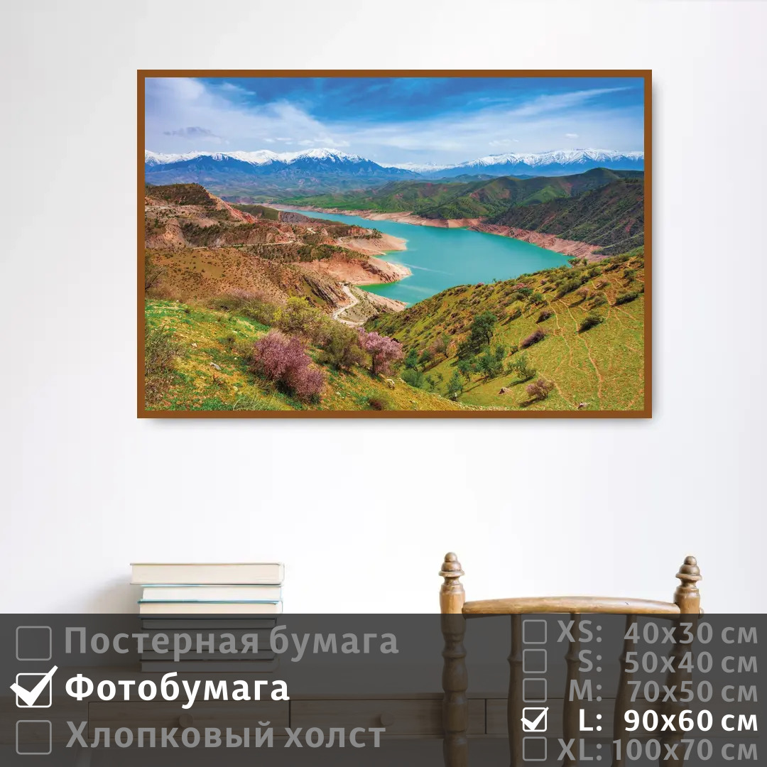 

Постер на фотобумаге ПолиЦентр Бирюзовое озеро в горах 90х60 см, БирюзовоеОзероВГорах