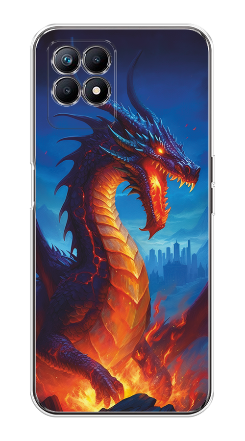 

Чехол на Realme 8i "Дракон над лавой", Оранжевый;коричневый;синий, 257350-1