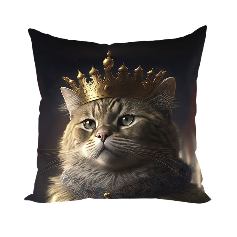 

Коты-Короли Карл, 40х40, велюр, подарок, подушка диванная, подушка для интерьера, Бежевый