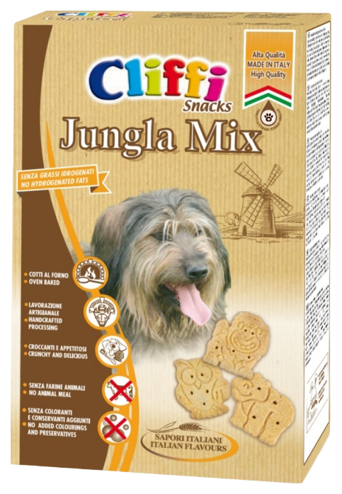 фото Лакомство для собак cliffi хрустящее печенье jungla mix, 400 г, 3 шт