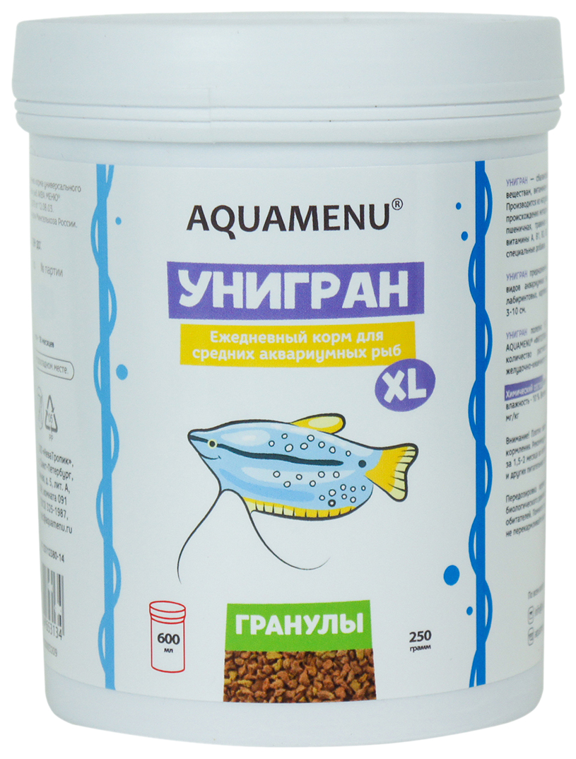 

Корм для рыб AquaMenu Унигран XL 600 мл