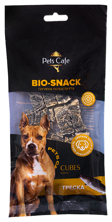 

Лакомство для собак Pets Cafe кубики для гигиены полости рта, треска, 50 г, 4 шт