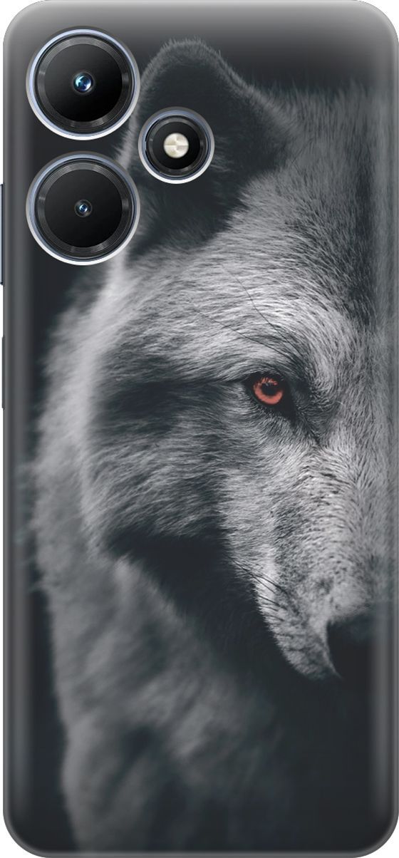 

Силиконовый чехол на Infinix Hot 30i "Красноглазый волк", Красный;серый, 159409