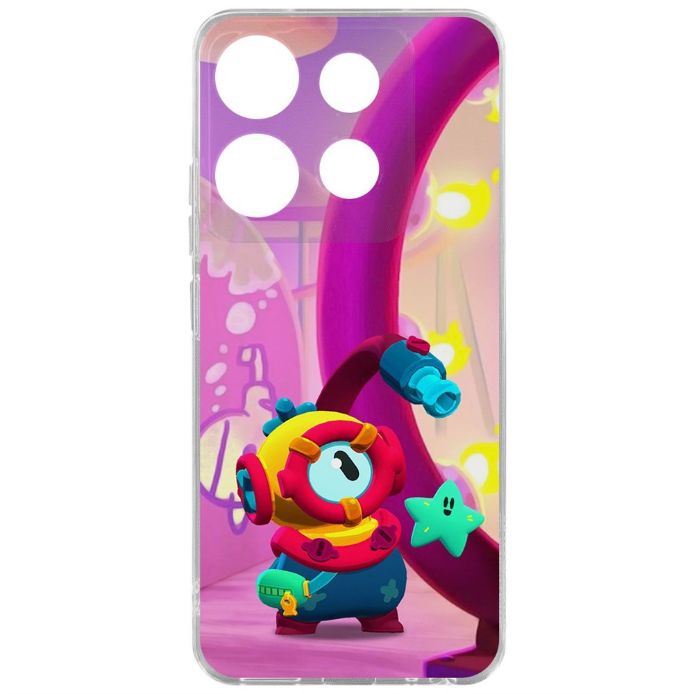 

Чехол-накладка Brawl Stars-Отис для TECNO POP 7 Pro, Прозрачный