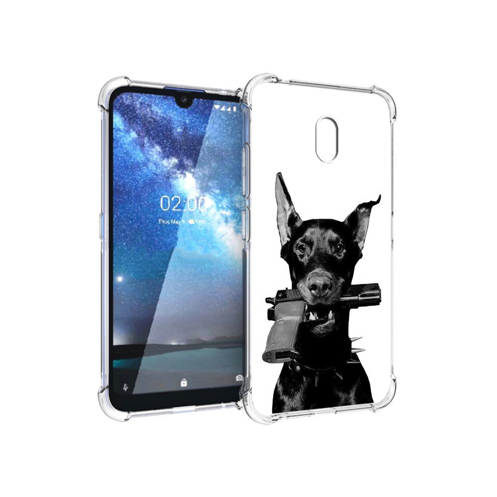 

Чехол MyPads Tocco для Nokia 2.2 доберман с пистолетом (PT134721.103.331), Прозрачный, Tocco