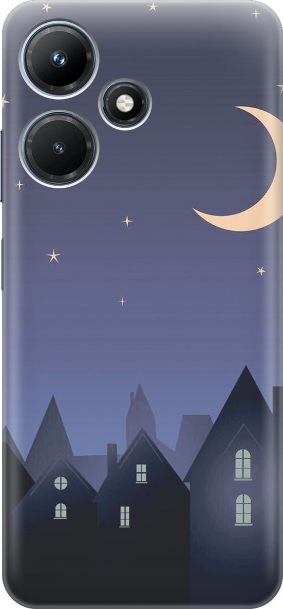 

Силиконовый чехол на Infinix Hot 30i "Месяц над городом", Синий;черный, 159405
