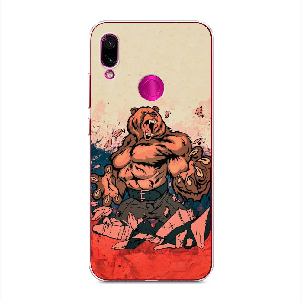 фото Силиконовый чехол "медведь с флагом рф" на xiaomi redmi note 7 awog