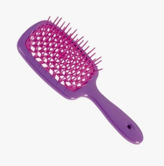 Расческа для волос массажная фиолетовая расческа массажная прорезиненная ручка 7x24 7 см фиолетовый