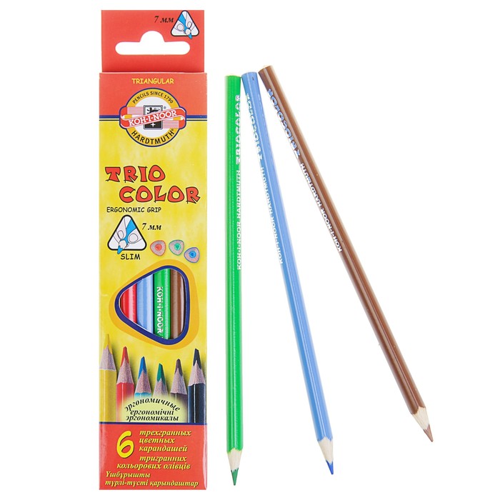 

Карандаши 6 цветов Koh-I-Noor 3131, TRIOCOLOR, европодвес