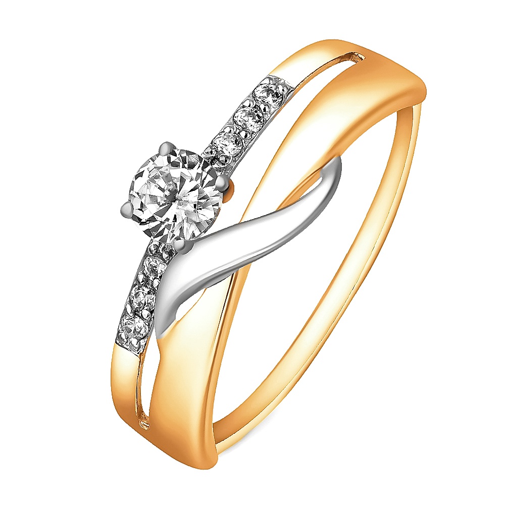 

Кольцо женское из красного золота с фианитом 585Gold 301010265, р, 301010265