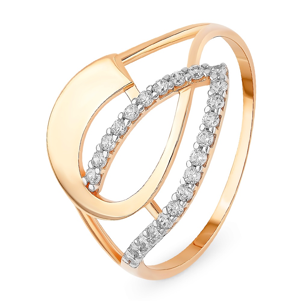 

Кольцо женское из красного золота с фианитом 585Gold 301010105, р, 301010105