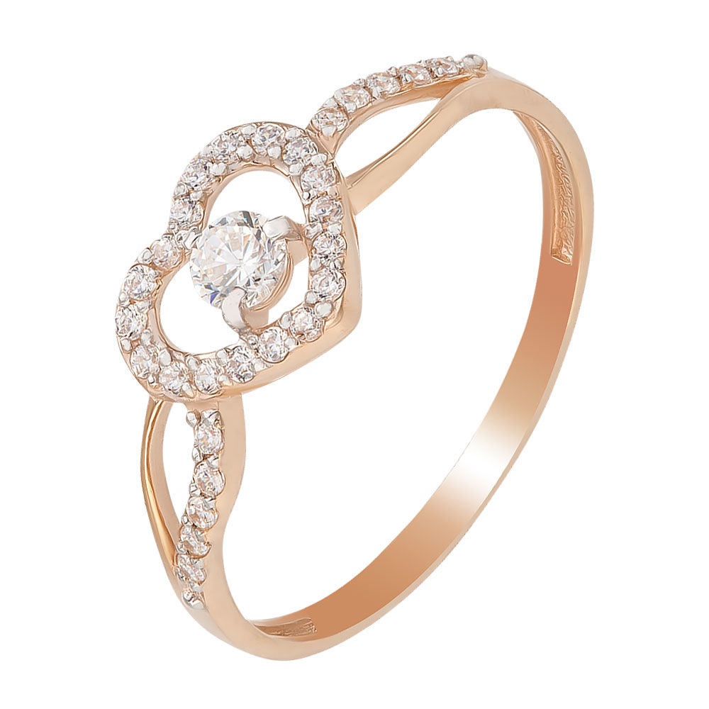 

Кольцо женское из красного золота с фианитом 585Gold 301007409, р, 301007409