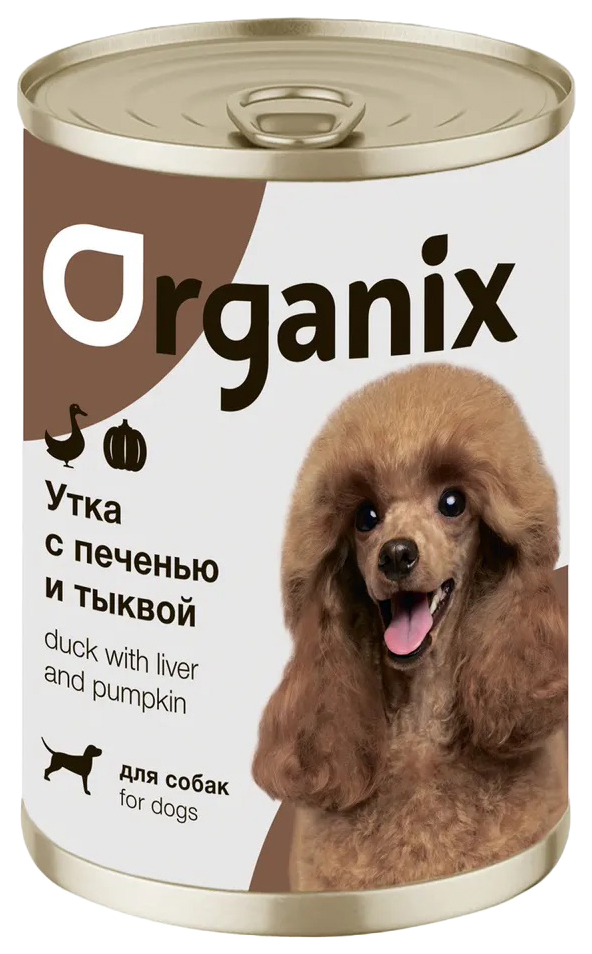

Консервы для собакOrganix утка с печенью и тыквой, 13шт по 400г