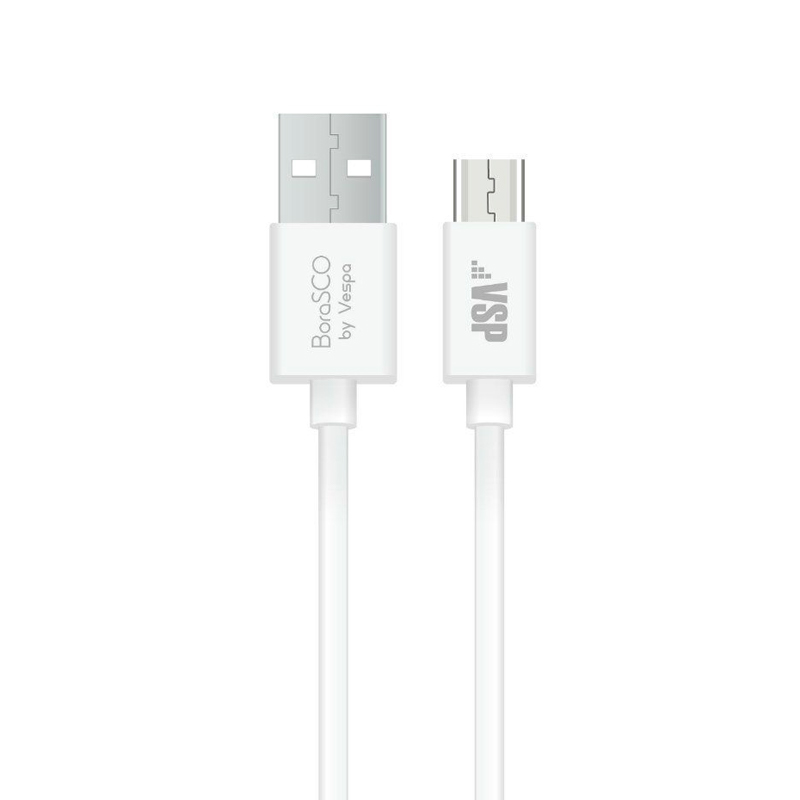 Кабель BoraSCO USB/microUSB 2А 1м, белый (34849)